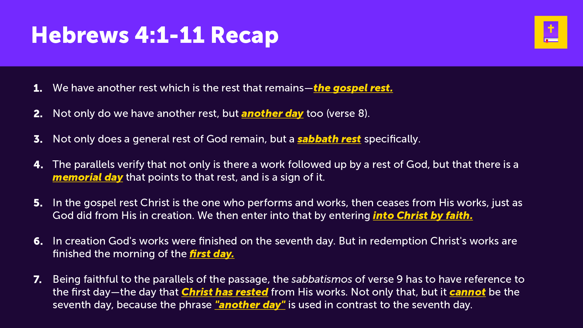 An exegetical recap of Hebrews 4:1-11.